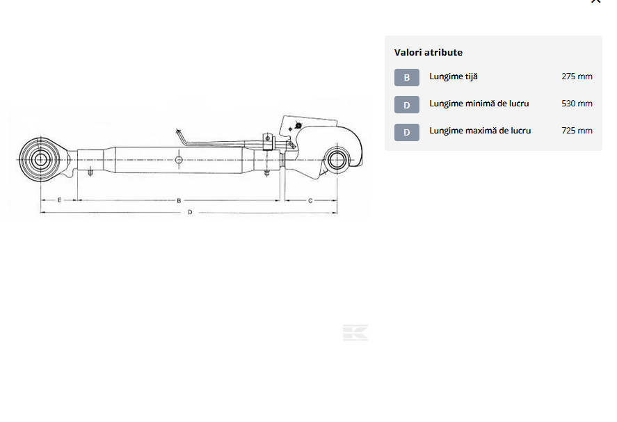 Tirant central 275-M36 cu carlig/fus categoria 3