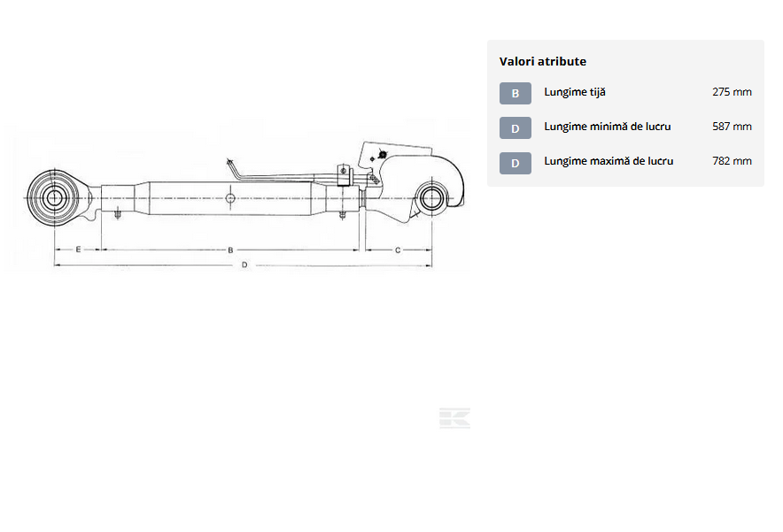 Tirant central 275-M36 cu carlig/fus categoria 3 - AL176465