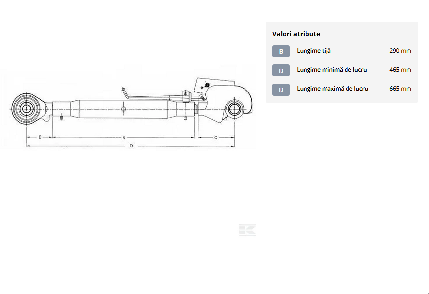 Tirant central cu fus/carlig 290-M30 categoria 2