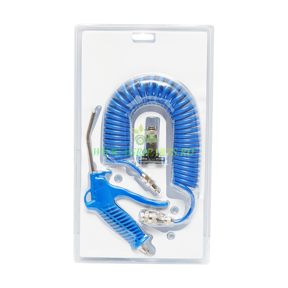 Pistol aer comprimat cu furtun spiralat si mufe rapide de conectare