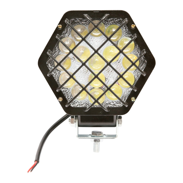 Lampa proiector hexagonal cu lumina alba si grilaj 16 LED-uri 12/24V, 125mm