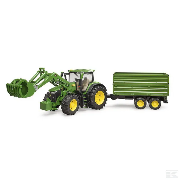 Tractor John Deere 7R 350 cu incarcator frontal si remorca