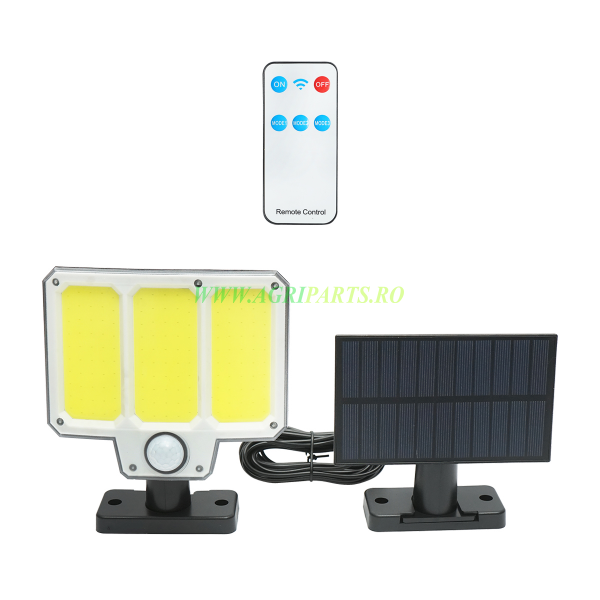 Lampa LED cu panou solar telecomanda si baterie 1500mAh, IP65