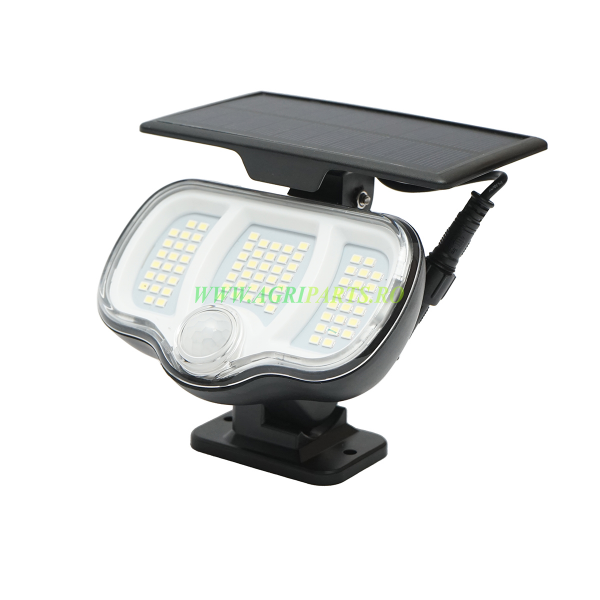 Lampa solara LED cu panou 0.8W de perete, baterie 3.7V, 1200mAh si senzor de miscare