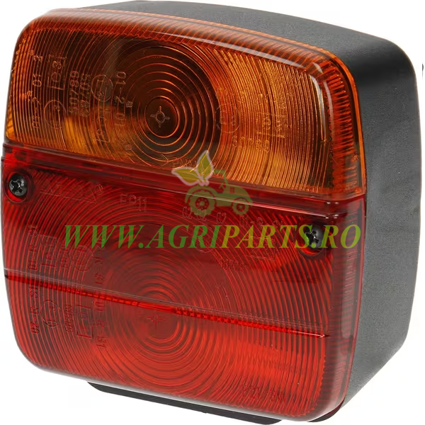 Lampa spate patrata 12/24V rosu/galben,prindere cu surub, 105x100x52mm
