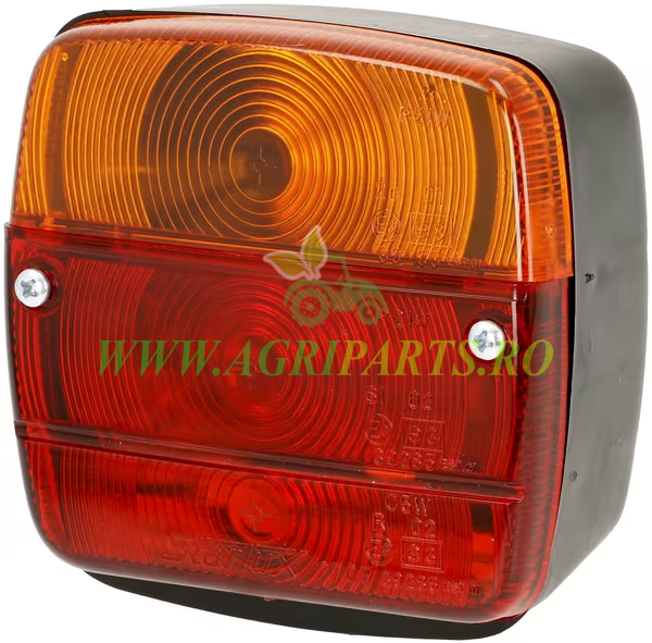 Lampa spate stanga patrata 12-24V rosu/galben, prindere cu surub, 105x100x52mm