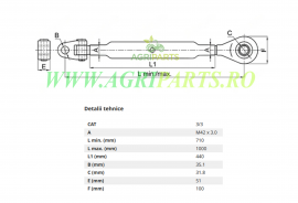 Tirant central cat. 3/3 John Deere seriile 8000, 8010, 8020 - AR247419