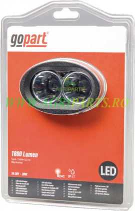 Lampa de lucru LED 20W 1800lm ovala 12/24V 96x72x79mm, tip spot 2 LED-URI