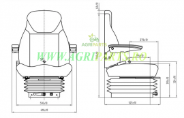 Scaun tractor din material textil, cu suspensie mecanica