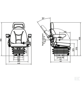 Scaun material textil suspensie mecanica, negru