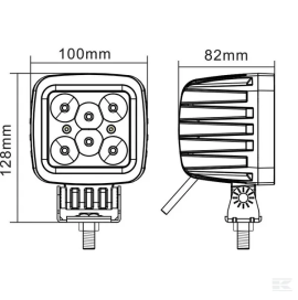 Lampa de lucru LED 42W 3780lm patrata 10/30V 100mm tip spot 6 LED-uri