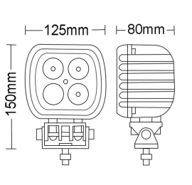 Lampa de lucru LED 48W 4050lm patrata 10/30V 125x90x125mm tip flood 4 LED-uri