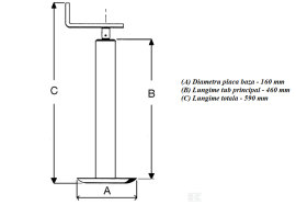 Picior de sprijin remorca, capacitate maxima 600 kg