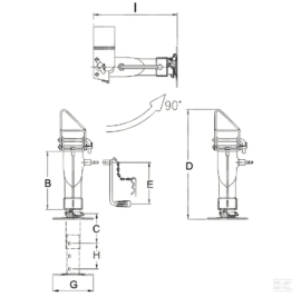 Picior de sprijin pentru remorca tandem