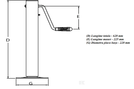 Picior de sprijin extensibil, cu manivela, pentru remorca, capacitate maxima 3000 Kg