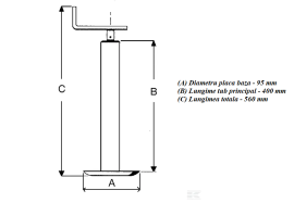 Picior de sprijin rectangular, pentru remorca