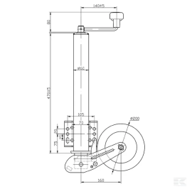 Roata de sustinere cu rabatare automata, pentru remorci si rulote 