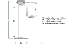 Picior de sprijin extensibil, cu manivela, pentru remorca, capacitate maxima 4000 Kg