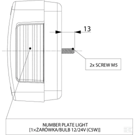 Lampa spate stanga, bec halogen, 12/24V