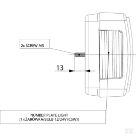 Lampa spate dreapta, bec halogen, 12/24V