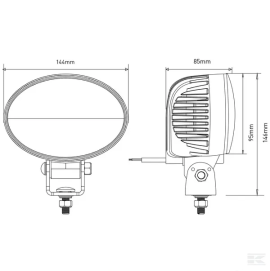 Lampa de lucru LED 36W 2760lm ovala 10/30V 144x85x95mm tip spot 12 LED-uri