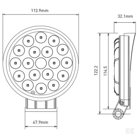 Lampa de lucru LED 36W 2850lm rotunda 10/30V diametru 113,9mm tip flood 18 LED-uri