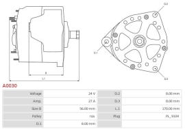 Alternator 24V 27A, pentru Fiat