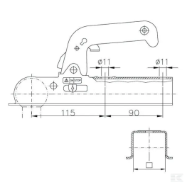 Cuplaj cu bila tractare WW 8-E, sarcina max. 800 kg, ax 50 mm