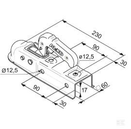 Cuplaj remorcare cu cap sferic AK7E Plus, sarcina max. 750 kg, ax 60 mm 