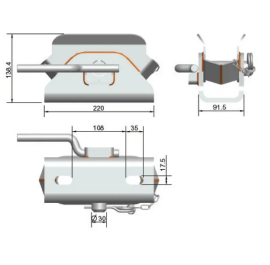 Cupla remorca SBR-80, sarcina max. 8000 kg, pentru remorcile fara cadru rotativ