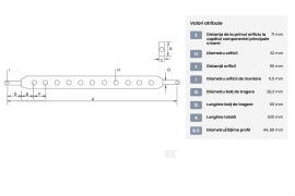 Bara de remorcare Heavy Duty pentru tractoare, categoria 2, lungime 960mm, latime 90mm 