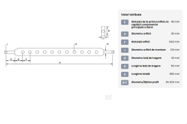 Bara de remorcare pentru tractorase japoneze, categoria 1, lungime 500mm, latime 60mm 