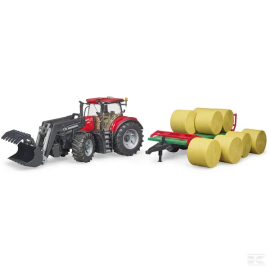 Tractor Case IH Optum 300 CVX cu incarcator frontal si remorca baloti