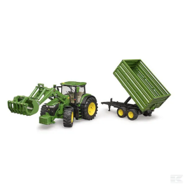 Tractor John Deere 7R 350 cu incarcator frontal si remorca