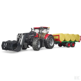 Tractor Case IH Optum 300 CVX cu incarcator frontal si remorca baloti