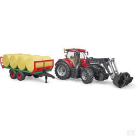 Tractor Case IH Optum 300 CVX cu incarcator frontal si remorca baloti