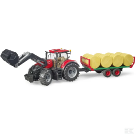 Tractor Case IH Optum 300 CVX cu incarcator frontal si remorca baloti