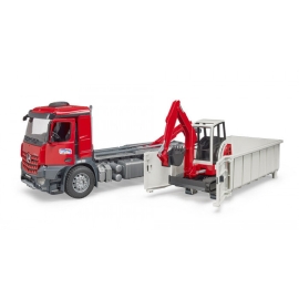 Camion Mercedes-Benz Arocs cu mini-excavator Schaeff