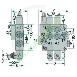Distribuitor hidraulic cu trei manete P80