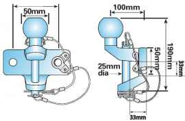 Cupla remorcare cu bila si bolt, sarcina maxima 3500 Kg