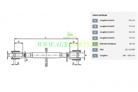 Tirant lateral (tija de ridicare) lungime 380 - 530 mm