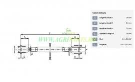 Tirant lateral (tija de ridicare), lungime 510-700mm