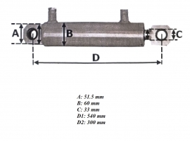 Cilindru hidraulic plug reversibil 51,5x60x33x540x300mm