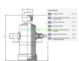 Cilindru telescopic cu bila 4 trepte