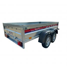 Remorca Auto REPO QRDS 2412 PLUS 2400 x 1250 x 1200 mm dublu-ax 750 kg, cu cadru si prelata