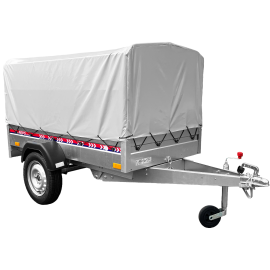 Remorca Auro REPO DRS 2010 PLUS Basculabila 2000 x 1050 x 1200 mm 750 kg, cu cadru si prelata.